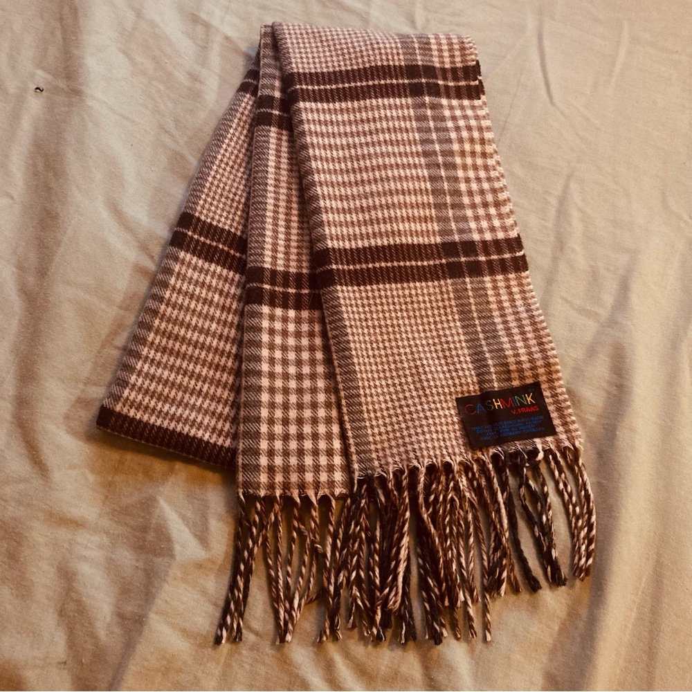 Cashmink Plaid Scarf with Fringe